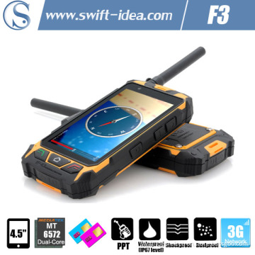 Best 4.5 Inch 3G Dual SIM Ptt Shockproof Dustproof IP67 Waterproof Rugged Smart Phone (F3)